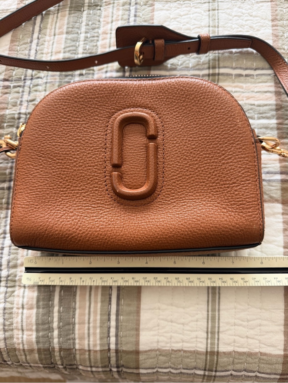 Marc Jacobs Cognac Pebbled Leather Crossbody Camera Bag